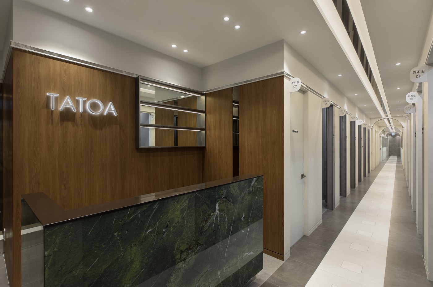 Clinic corridor · Information desk